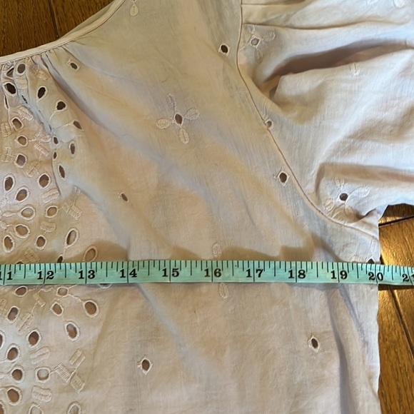 Express | Pale Pink Embroidered Eyelet Lace Puff Sleeve Romantic Top Size Small - Picture 12 of 13